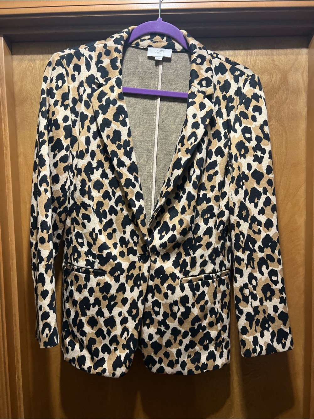 LOFT Leopard Print Blazer in Tan, Black & Cream